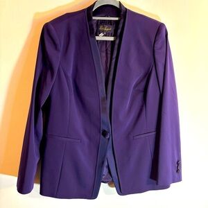 LUISA SPAGNOLI Sz 50 Blazer Satin Layer and Buttons Shoulder Pads 90s Vibe Lined